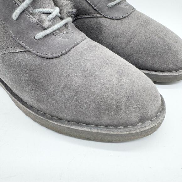 UGG Daney Lace Up Shearling Sheepskin Suede High Top Combat Boots Grey Size 8.5 - Picture 4 of 13
